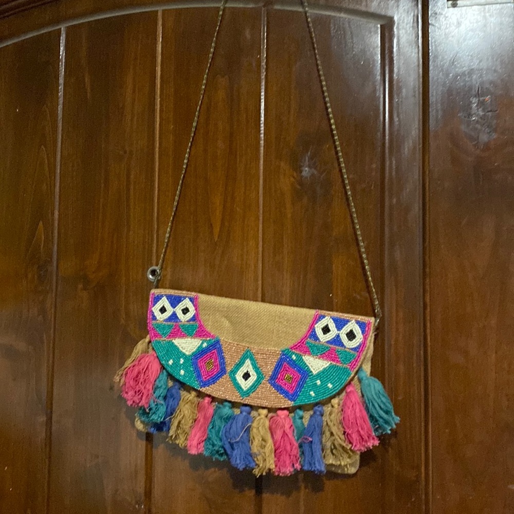 Gorgeous Floral Embroidered Authentic Artisanal Handwoven Mexican Clutch Handbag